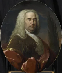 Portret van Hugo du Bois, directeur van de Rotterdamse Kamer van de VOC, gekozen in 1734