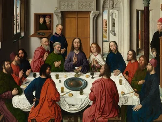 Detail van het Drieluik van het Laatste Avondmaal, van het Altaarstuk van het Heilig Sacrament, c.1464-68