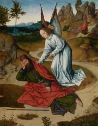 Elia in de Woestijn, detail van het Altaarstuk van het Heilig Sacrament, ca. 1464-68 (detail)
