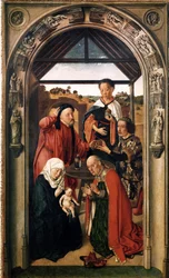 De aanbidding der wijzen (olie op hout, ca. 1445)