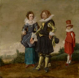 Jong Koppel Wandelt met een Page