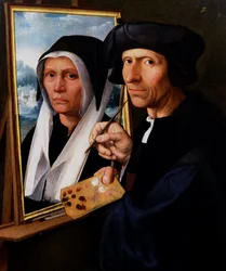Jacob Cornelisz. van Oostsanen Painting a Portrait of His Wife