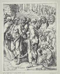 Christus en de vrouw die genezen werd van bloedvloeiing