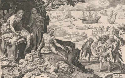 De keizerlijke troepen brengen beschaving naar de Indianen, uit De overwinningen van keizer Ch...