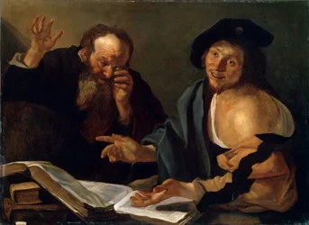 Heraclitus en Democritus, begin 17e eeuw