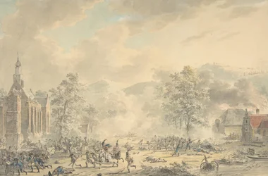 Slagveld met Kerk aan de Linkerkant