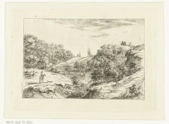 Duinlandschap met kerken en ruiter bij Scheveningen