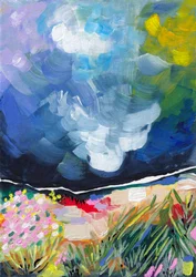 Levendig abstract veld met lucht
