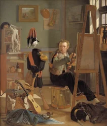 De Slag Schilder Jorgen Sonne in zijn Studio, c.1826