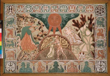Ontwerp van het gordijn voor de opera Sneeuwmeisje van N. Rimsky Korsakov