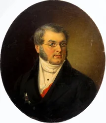 Portret van de auteur Mikhail Nikolaevich Zagoskin 1789-1852, 1868