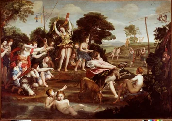 De jacht van Diana, door Domenico Zampieri, genaamd Il Domenichino (1581-1641), 1617. Afmetingen 218 x 312 cm. Rome, Galleria Borghese