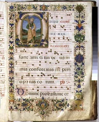 Ms 540 f.3r Pagina met gehistorieerde initiaal 