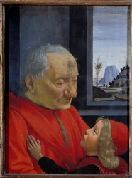 Portret van een oude man en een jonge jongen