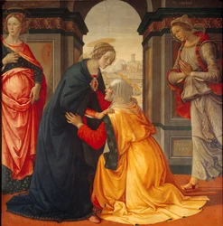 Bezoek: Maagd Maria bezoekt Elisabeth, tussen Marie Jacobie en Marie Salome