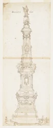 Ontwerp voor de obelisk van St. Dominic, Piazza San Domenico Maggiore, Napels