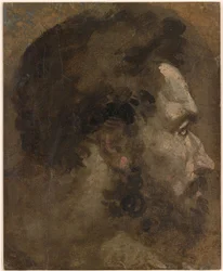 Beccafumi - Kop van een man met baard in profiel naar rechts, ca. 1530-1535