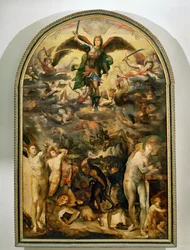 De val van de opstandige engelen ... (schilderij op doek)