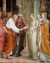 Het huwelijk van de Maagd (detail)