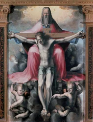 Drieluik van de Drie-eenheid, Detail centraal paneel: de Drie-eenheid