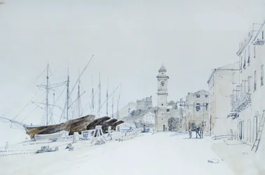 Uitzicht op wapens in Taggia, ca. 1860