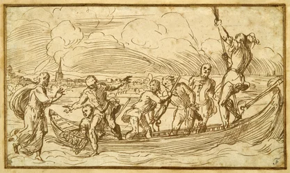 Christus en St. Peter lopend op het water