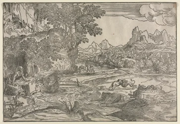 Landschap met Sint Hiëronymus en Twee Leeuwen