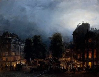 Boulevard des italiens bij nacht (1835) door Domenico Ferri