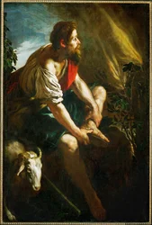 Mozes en het brandende braambos (schilderij op doek)