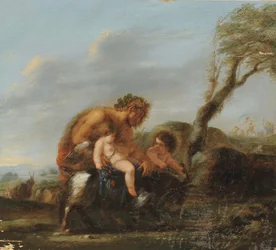Satyr met twee cherubijnen
