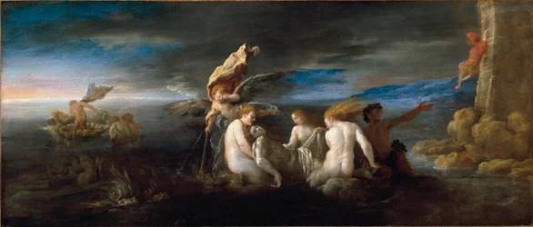 De geliefden Hero en Leandre (Schilderij)