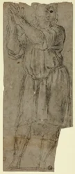 Man staande in gebed (recto); Draperiestudie (verso)