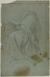 Zittende Gedrapeerde Mannelijke Figuur met Boek (recto); Twee Zittende Vrouwen met Schets van Linkerhand (verso)