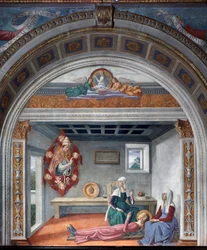 Aankondiging van de dood aan Sint Fina door Sint Gregorius de Grote