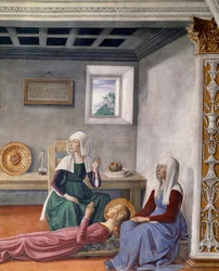 Aankondiging van de Dood aan St. Fina door Sint Gregorius de Grote (detail)