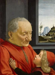 Italiaans: Ritratto di vecchio con nipote Een oude man en zijn kleinzoon
