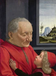 Italiaans: Ritratto di vecchio con nipote Een oude man en zijn kleinzoon
