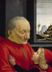 Italiaans: Ritratto di vecchio con nipote Een oude man en zijn kleinzoon