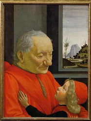 Portret van een oude man en een jonge jongen - ...