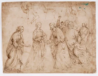 De verloving van de Maagd, studie voor een muurschildering (fresco)