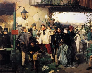 Nieuws van de Vrede van Villafranca, detail van schilderij door Domenico Induno