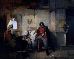 Terugkeer van gewonde soldaat, ca 1854
