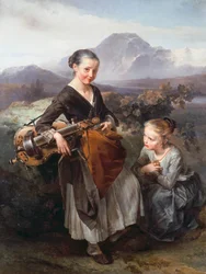 Vrouw die draailier speelt