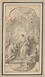 Christus die de communie geeft (De instelling van de Eucharistie)