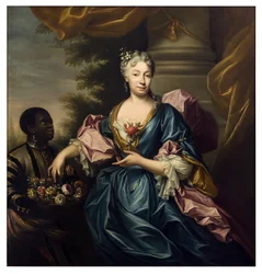 Portret van dame met bediende