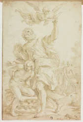 Offer van Isaak (recto); figurenschetsen (verso)