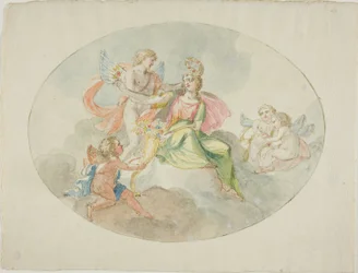 Allegorie op overvloed (schets voor een plafondschildering)
