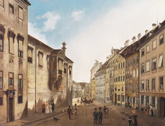 De Residenzstraße richting de Max-Joseph-Platz in 1826