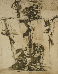 Studie van de Kruisiging en de Flauwvallende Maagd