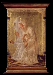 Twee geselende Houtschilderij door Domenico Veneziano (1400-1481) 15e eeuw
